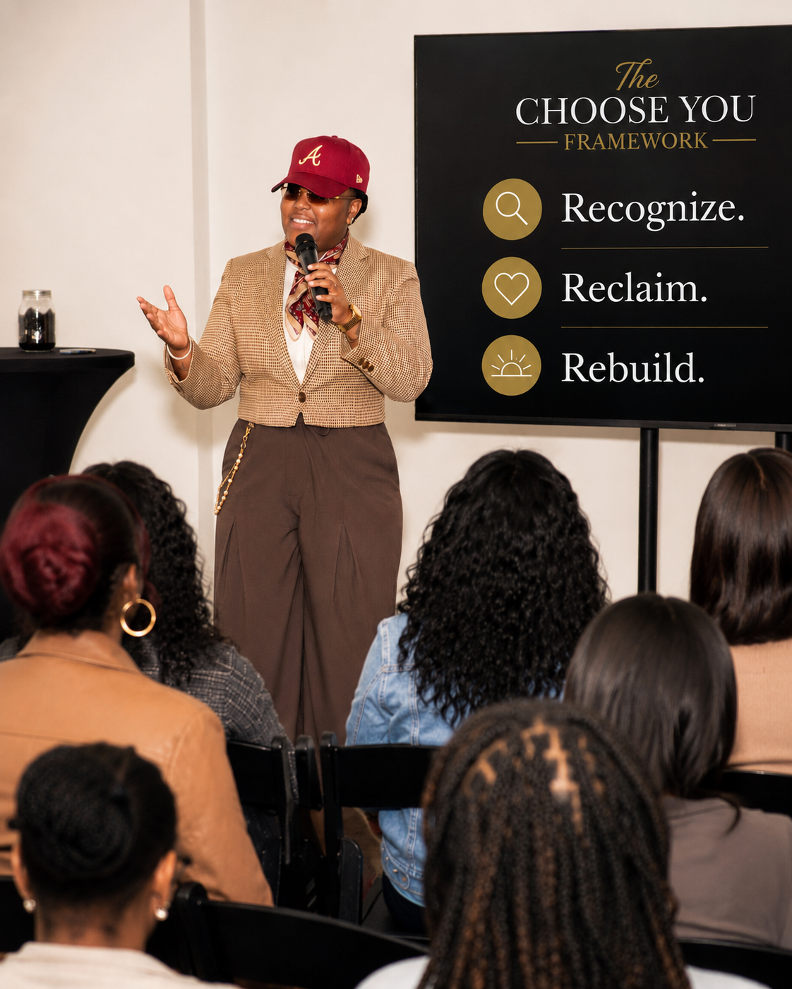 Dominque Pope keynote speaking on stage